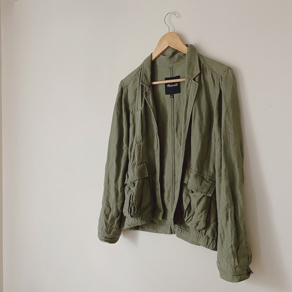 Madewell Linen Army Green Jacket